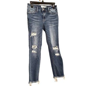 bridge by gly Blue Mid Rise Distressed Demim Jeans Size 28 Like New